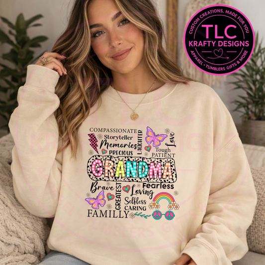 Grandma Word Art Design - Colorful Family Love Apparel
