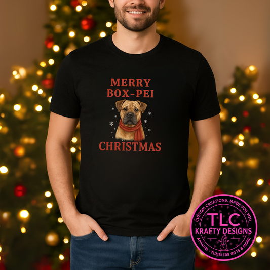 Box-Pei Christmas T-Shirt – Festive Holiday Dog Lover Long or Short Sleeve Tee CK