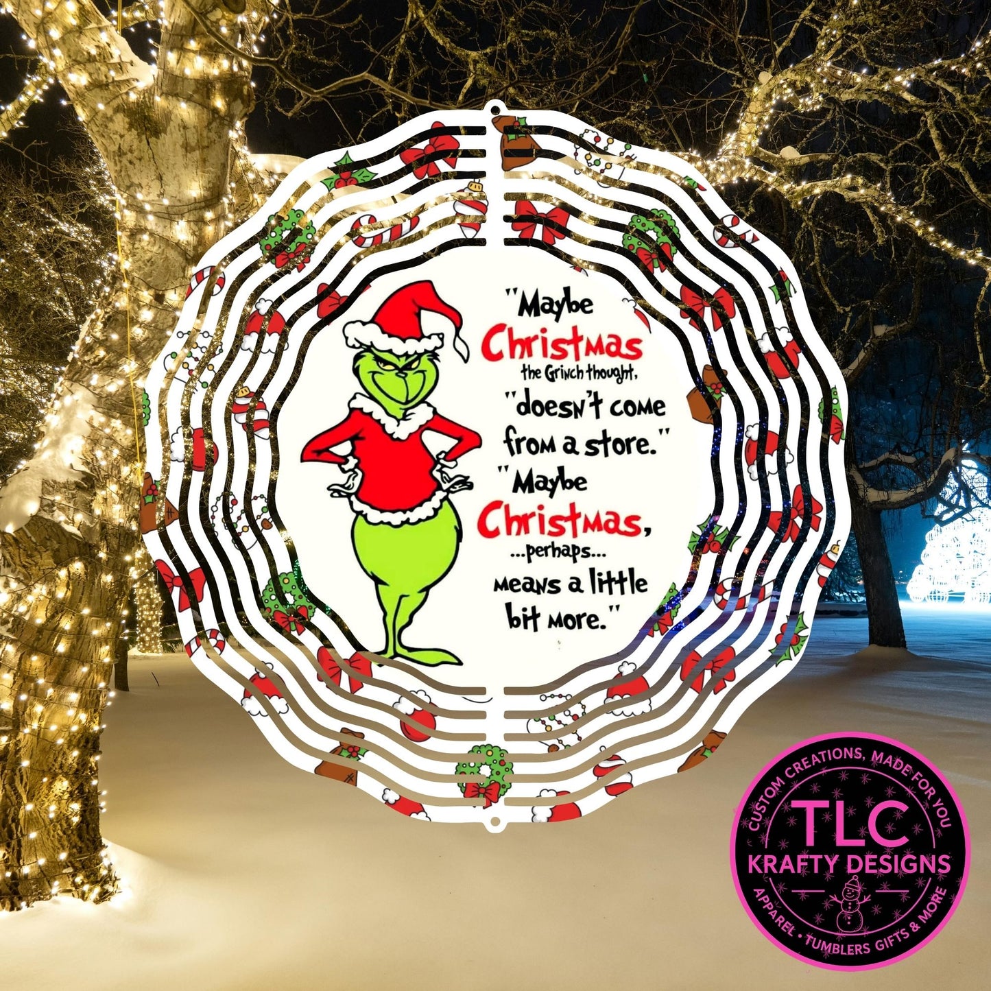 Maybe Christmas 10” Wind Spinner – Festive Christmas Sublimated Metal Yard Décor CK