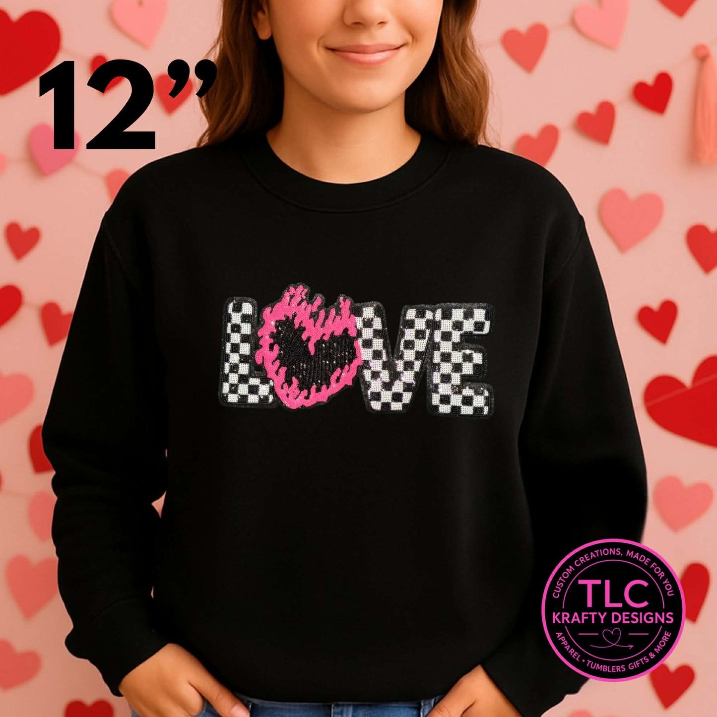 XL LOVE Sequin Patch - Valentine's Day Iron-On/ Sew-On Appliqué