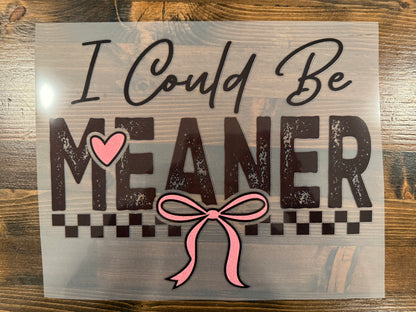 I Could Be Meaner Glitter Silk Screen T-Shirt - Ready To Ship