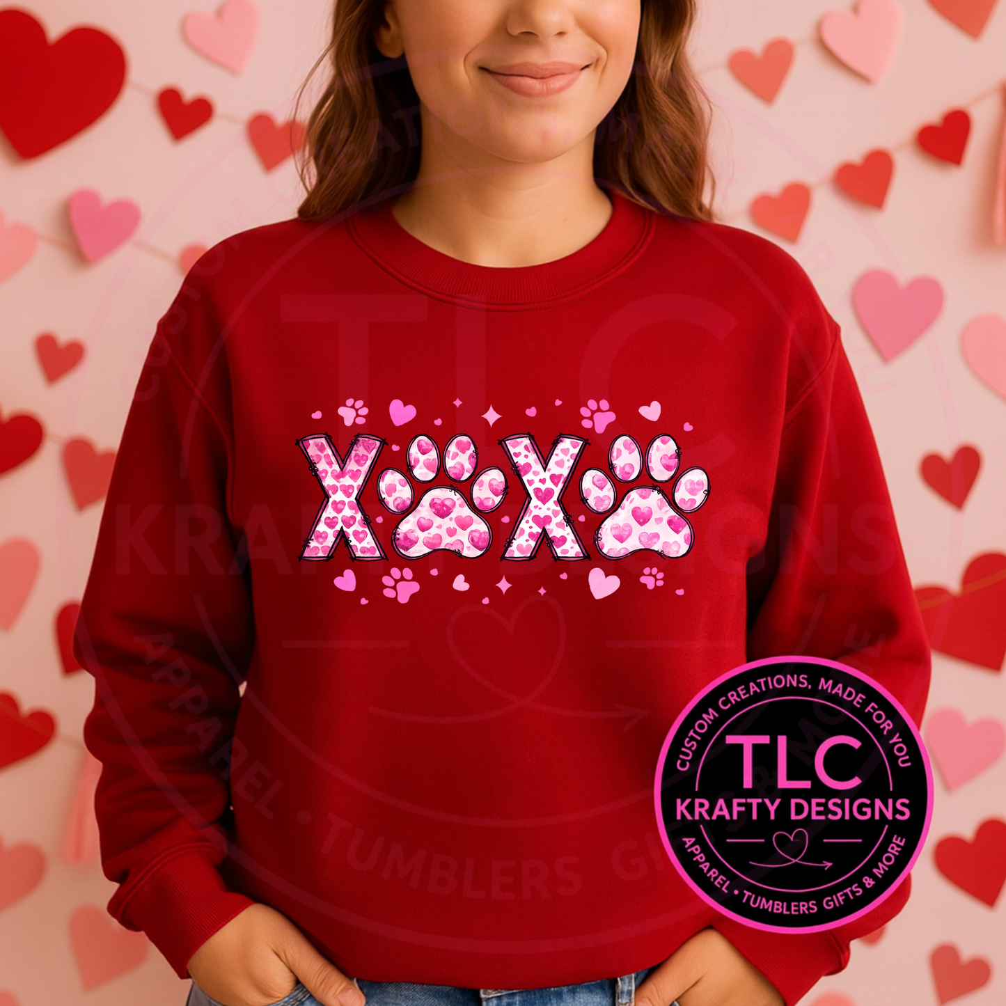 XOXO Paw Print Valentine Graphic – T-Shirt or Sweatshirt