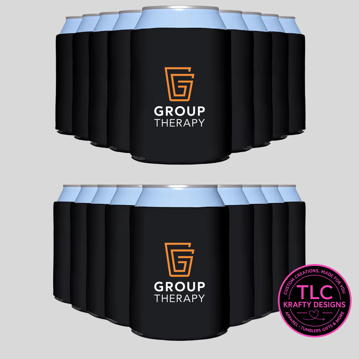 Group Therapy Logo Can Cooler - Custom Business Swag
