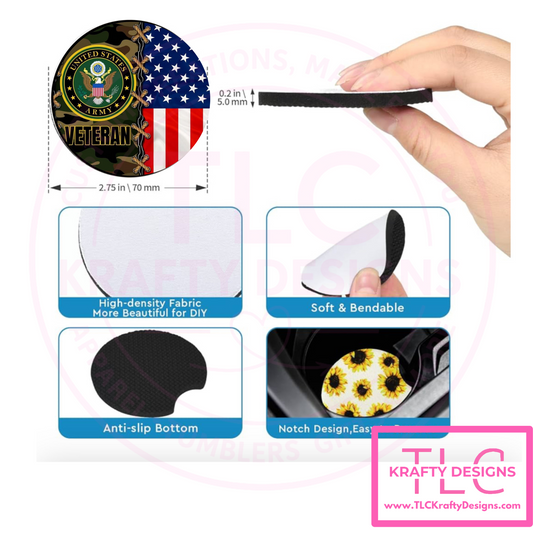 US Army Veteran Neoprene 2.75" Car Coasters CK