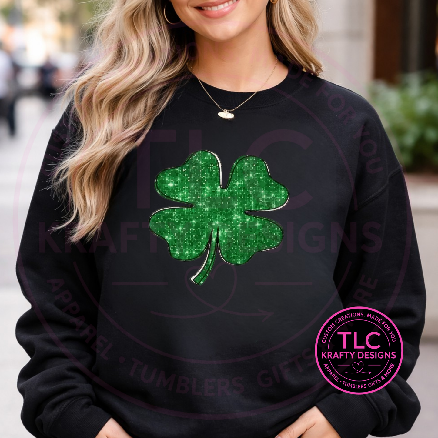 Glitter-Look Clover Shirt or Sweatshirt - St. Patrick's Day Apparel CK