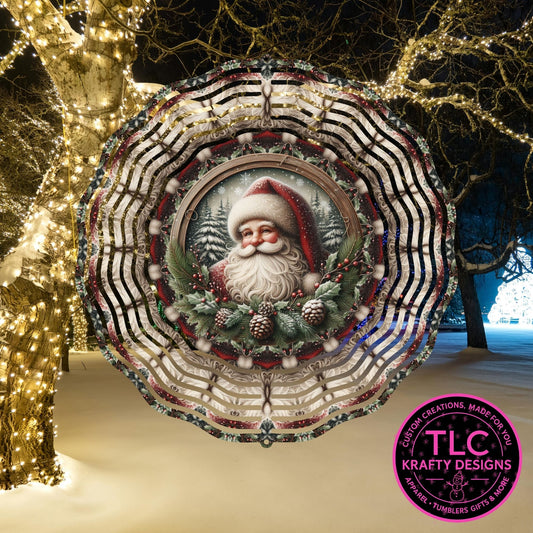 Vintage Santa 10” Wind Spinner – Festive Christmas Sublimated Metal Yard Décor CK