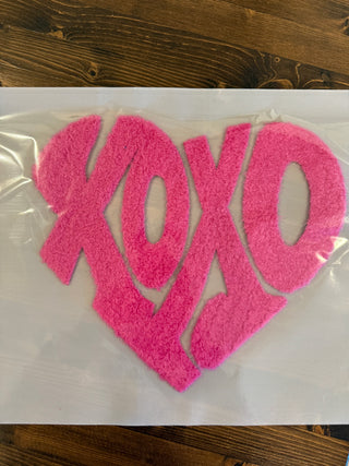 XL Fuzzy XOXO Chenille Patch – Valentine Heat Press/Iron-On Applique