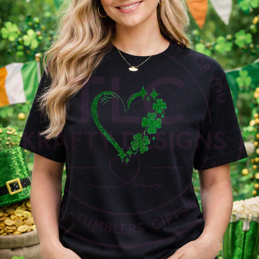 Glitter-Look Clover Heart Shirt or Sweatshirt - St. Patrick's Day Apparel CK