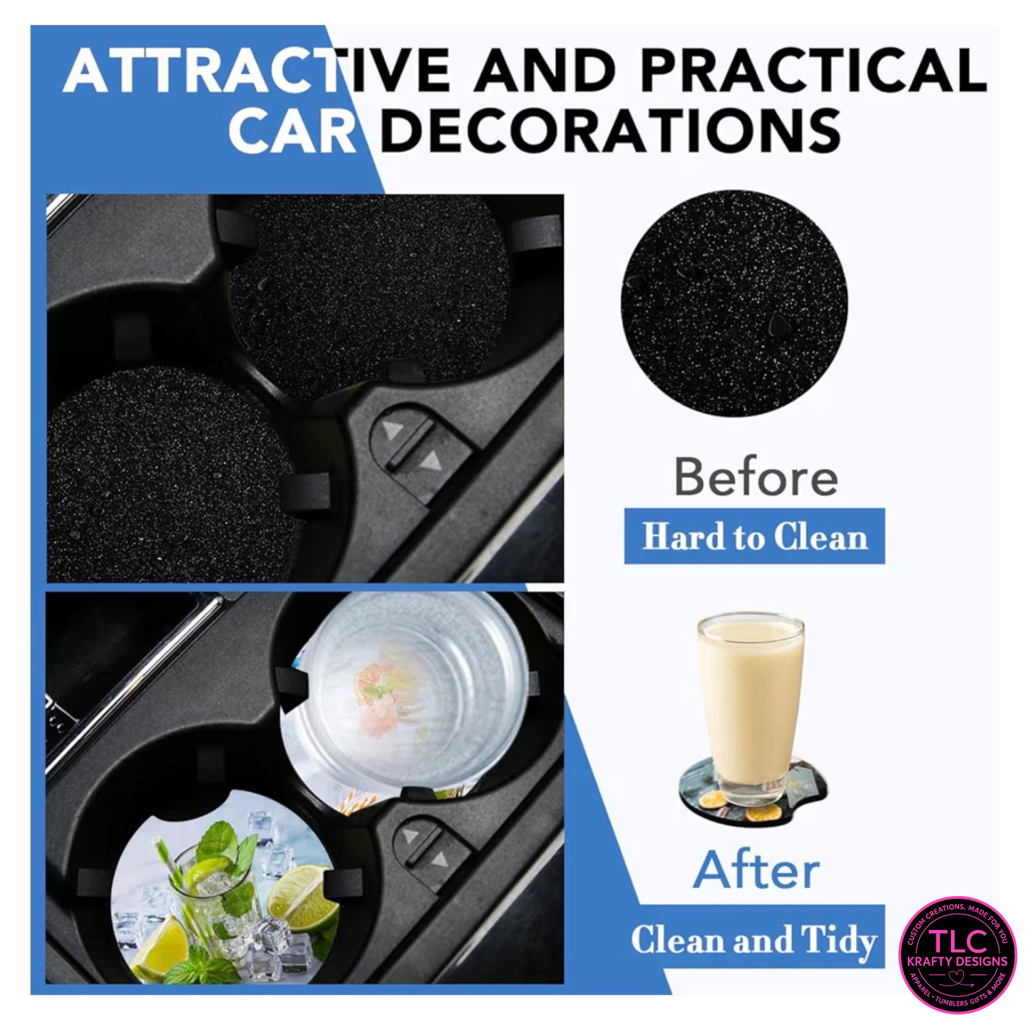 Custom Branded Car Coasters : Branded and Everyday Use - Personalized Business Swag