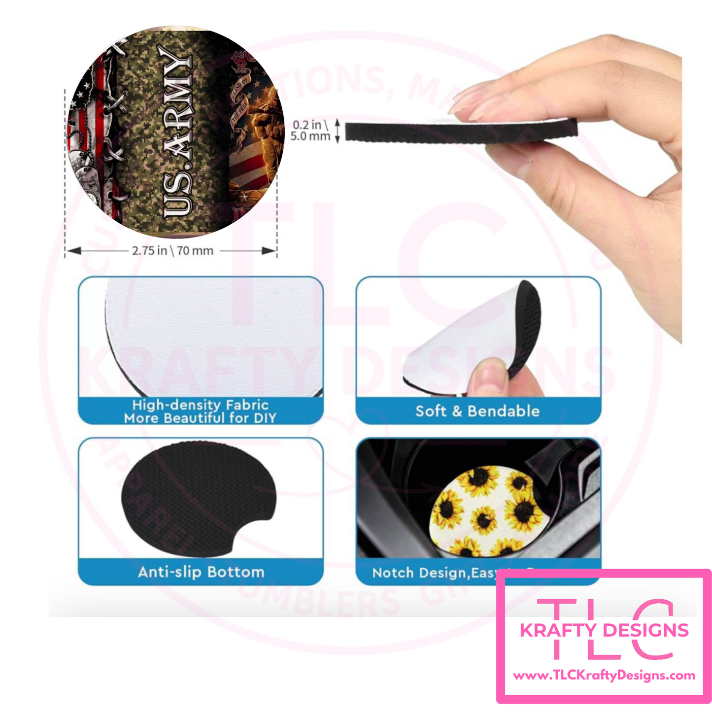 US Army Neoprene 2.75" Car Coasters CK