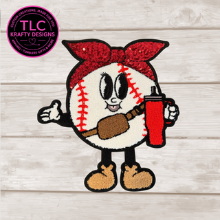 Baseball Girl Chenille Patch – Baseball Mom Iron-On / Sew-On Appliqué CK