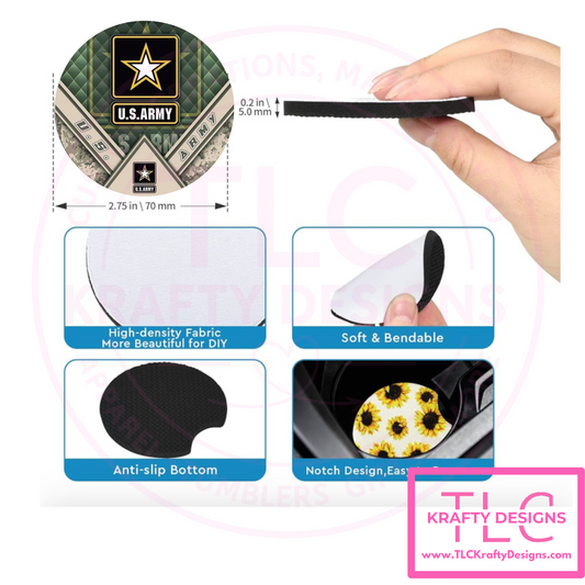 US Army Star Design Neoprene 2.75" Car Coasters CK