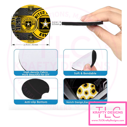 US Army Yellow Design Neoprene 2.75" Car Coasters CK