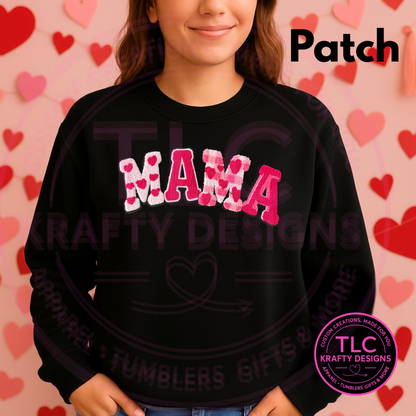MAMA Valentine Pink Heart Chenille Patch - Valentine's Day Patch CK