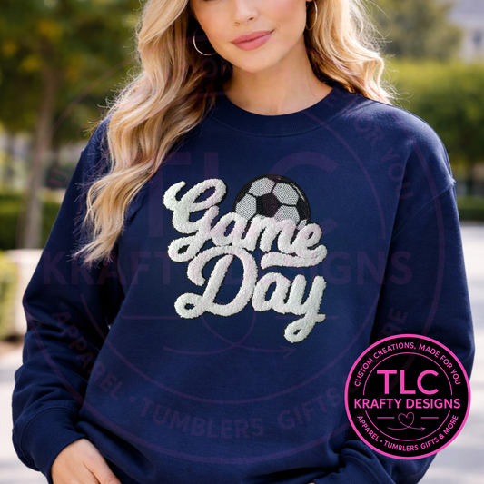 Game Day Soccer Chenille Patch Sweatshirt or Hoodie – Soccer Mom Game Day Apparel Preorder