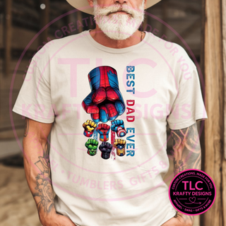 Best Dad Ever Superhero Fists Blue And Red Design – Dad Life Apparel