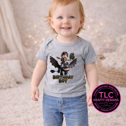 Dragon Birthday Boy Sixth Birthday Shirt - Birthday Vibes Apparel CK