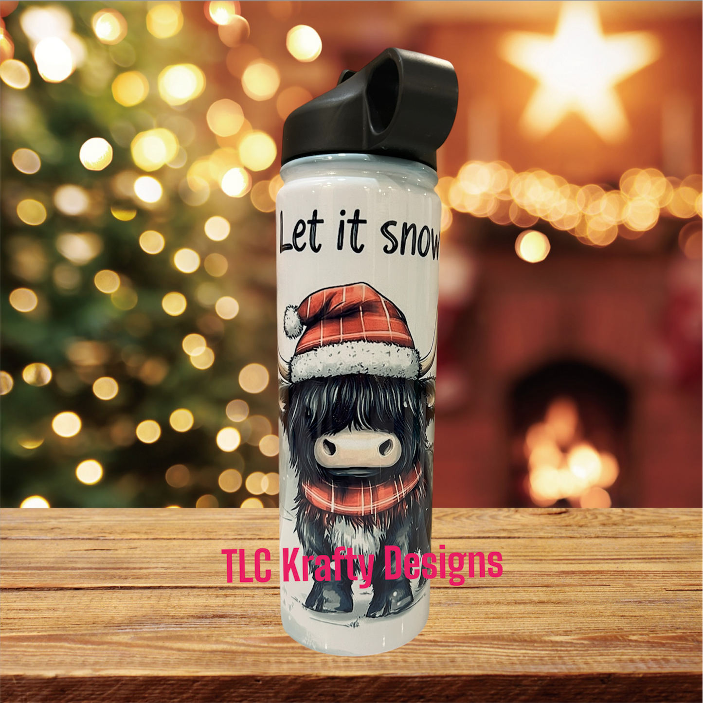 Let it Snow – Festive Highland Cow Tumbler