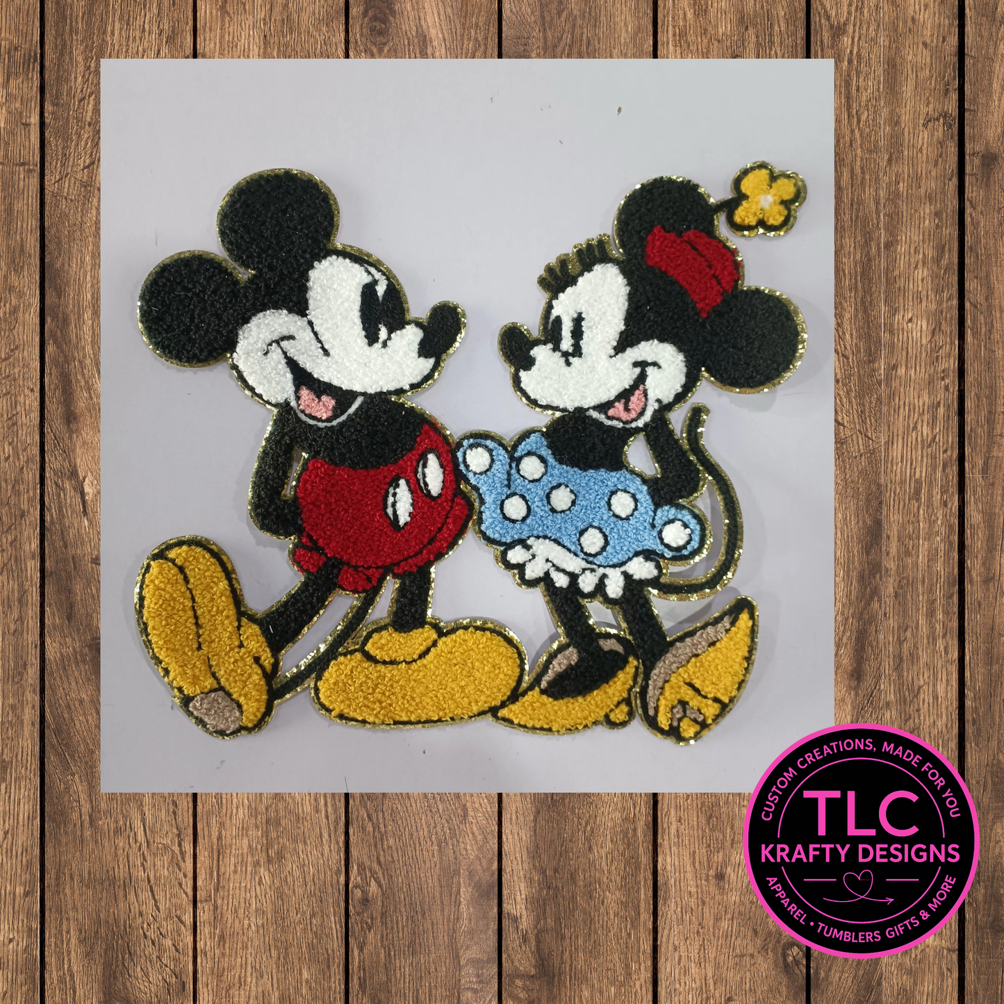XL Chenille Mouse Couple Patch Duo • Large Iron On Applique for Sweatshirts & Jackets • Cartoon Mouse Patches • DIY Clothing Embellishment