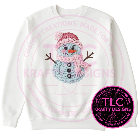 Cozy Knit Look Snowman Sweatshirt - Festive Winter Crew Neck or Hoodie CK