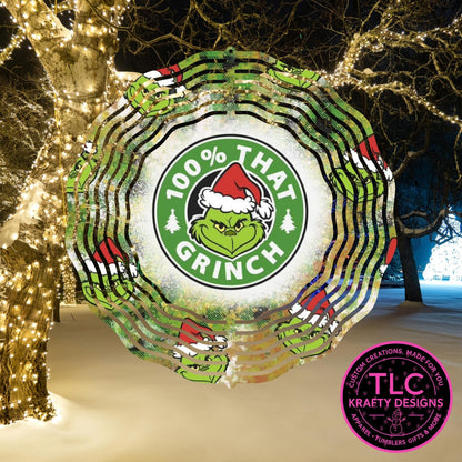 That Grinch 10” Wind Spinner – Festive Christmas Sublimated Metal Yard Décor CK