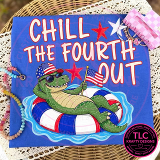 Chill The Fourth Out Alligator Design – Patriotic Summer Apparel