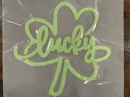 Lucky Chenille Patch Shirt or Sweatshirt | St Patrick’s Day Lucky Top | Fuzzy Clover Apparel | Green Holiday Shirt