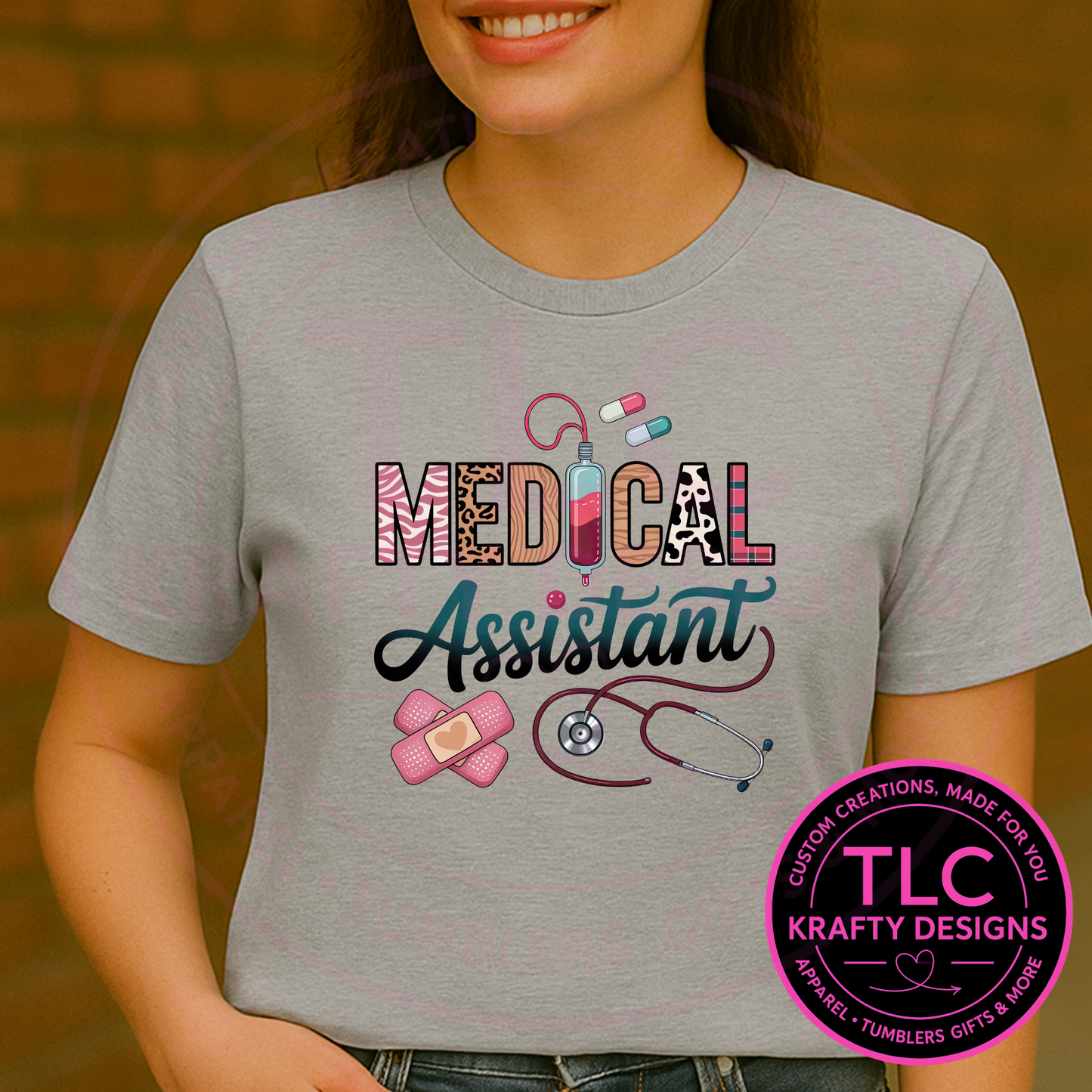 Patterned Medical Assistant Icon Design – Medical Assistant T-Shirt or Sweatshirt
