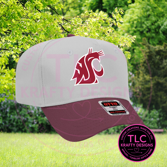 Custom Sports Patch Trucker Hats – Gray/Navy, Purple/White, or Gray/Maroon