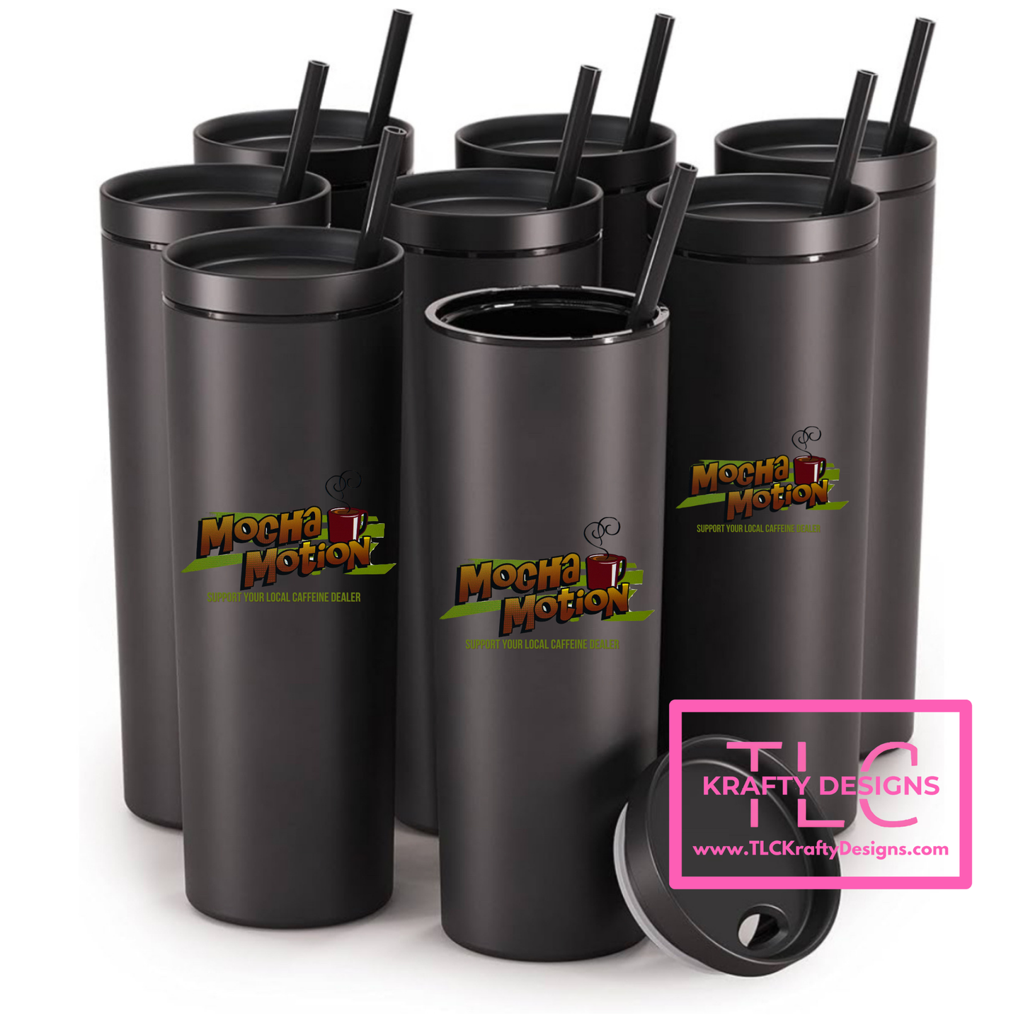 Mocha Motion Tumblers – Support Your Local Caffeine Dealer! ☕
(Hot or Cold)