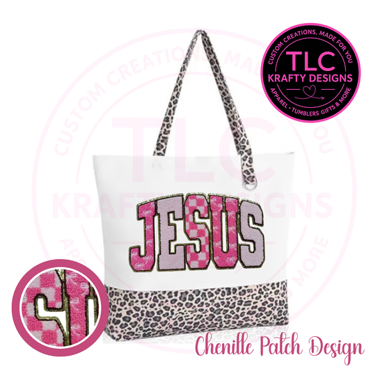 Jesus Chenille Patch Canvas Tote Bag