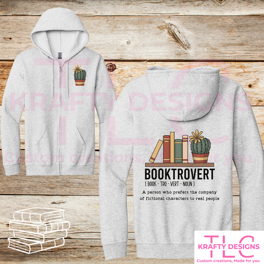 Booktrovert Definition Front and Back Graphic Apparel - Book Lovers Design