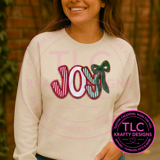 Joy Christmas Bow Sweatshirt - Festive Crew Neck or Hoodie CK