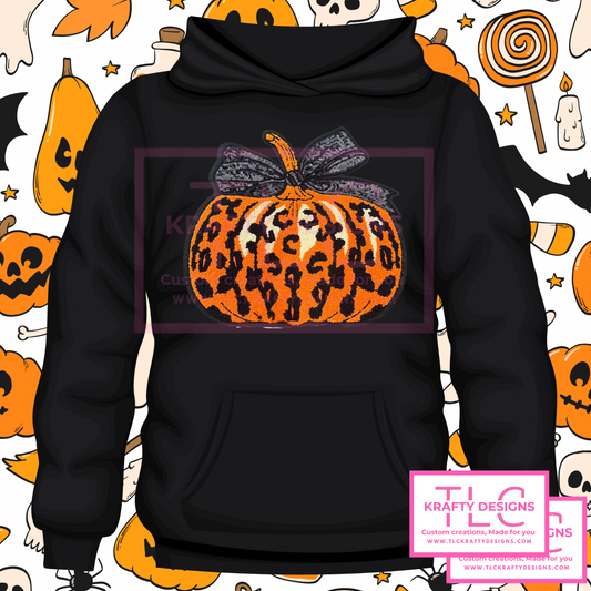 Leopard Pumpkin Hoodie or Crewneck – Chenille Patch Fall Vibes