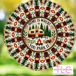 Home Is Where You Park It 10” Wind Spinner – Camping-Themed Sublimated Metal Décor