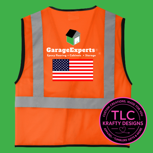 GarageExperts Safety Vest – American Flag or USA Map Flag Option