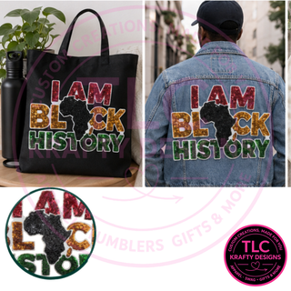 I Am Black History Sequin Patch, Black History Month Patch, Rhinestone Style Iron On Patch, Cultural Pride Apparel Patch