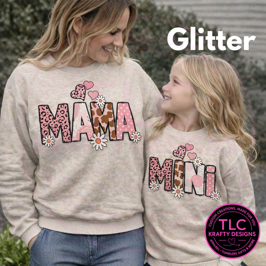 Mama Glitter Silk Screen T-Shirt or Sweatshirt – Adult