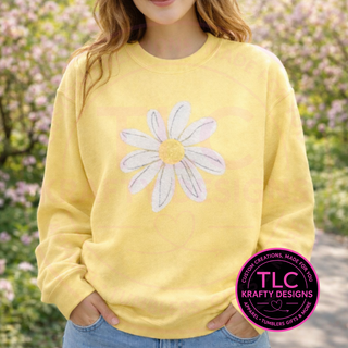 Daisy Fuzzy Chenille Patch – Spring Floral Heat Press/Iron-On Applique