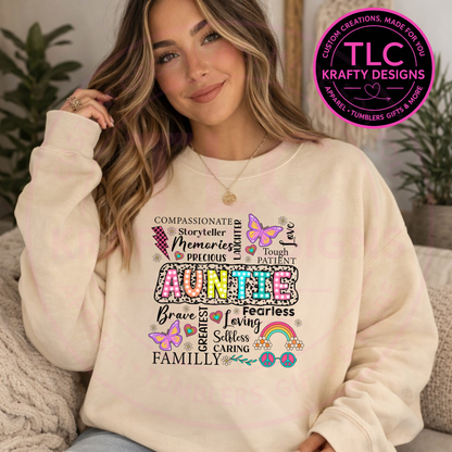 Auntie Word Art Design - Colorful Family Love Apparel