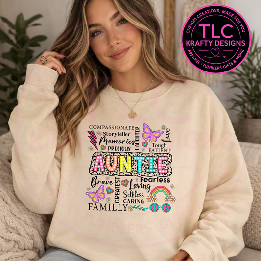 Auntie Word Art Design - Colorful Family Love Apparel