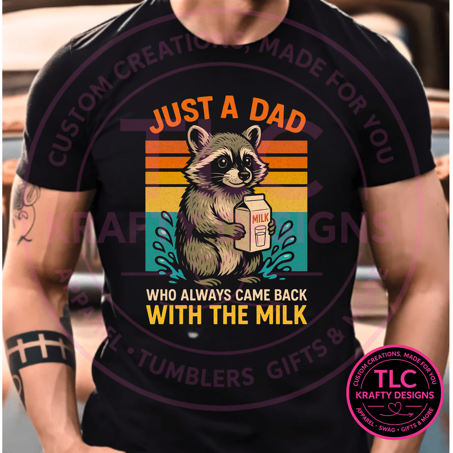 Just A Dad Who Always Came Back With The Milk Sunset Design – Dad Life Apparel