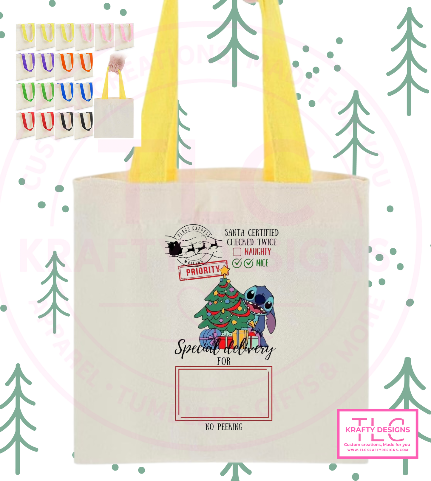 Custom Christmas Tote Bags – Personalized Kids Tote Bags in Fun Character Designs CK