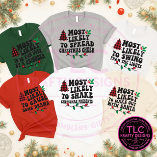 Buffalo Plaid Tree Most Likely To Family Christmas – Holiday Humor T-Shirt & Long Sleeve CK