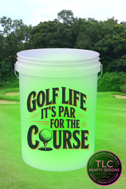 Golf Life White LED Bucket with Lid | Custom UVT Design + Seat Lid Upgrade