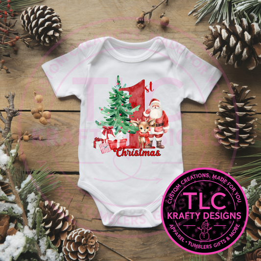 VIntage Christmas Scene Onesie - Cute First Christmas Onesie CK