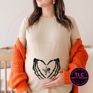 Maternity Halloween Sweatshirt - Black Skeleton Hands Design