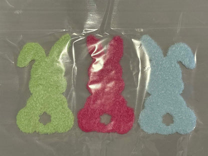 Pastel Bunnies Fuzzy Chenille Patch | Easter Bunny Patch | Spring Iron On Patch | Statement Jacket Tote Patch