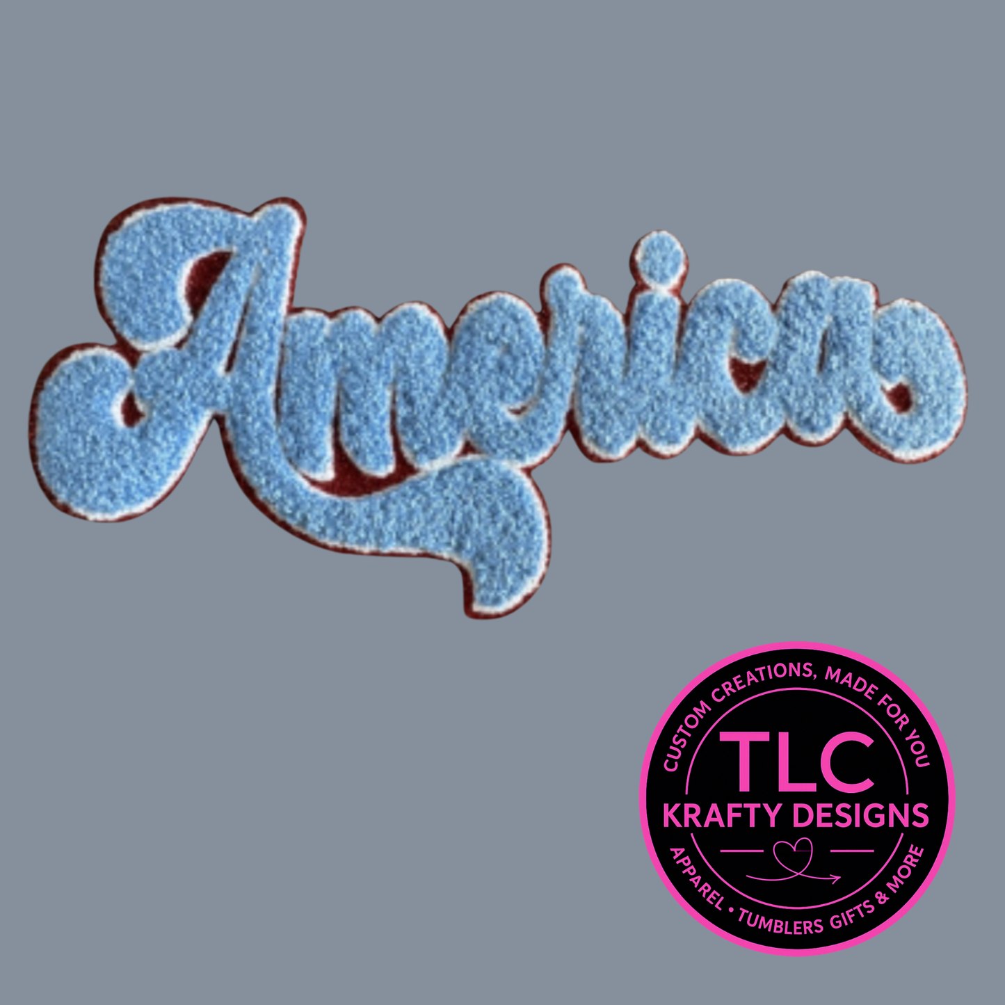 America Chenille Patch Crewneck or Hoodie – Patriotic Script Sweatshirt