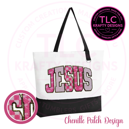Jesus Chenille Patch Canvas Tote Bag